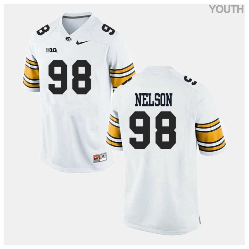 Youth Iowa Hawkeyes NCAA #98 Anthony Nelson White Authentic Nike Alumni Stitched College Football Jersey LM34H83AD